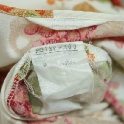 ピンクハウス★いちごがいっぱい♪ノーカラーワンピ 刺しゅう 前開き パフ袖 ウエストリボン ホワイト系 z19768