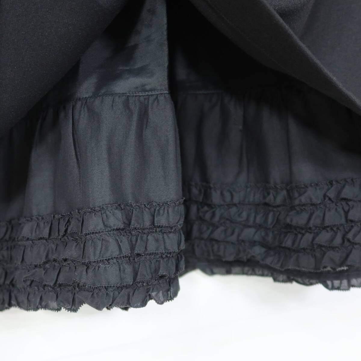 【美品】ピンクハウス★裾段々フリル♪シンプル可愛いジャンパースカート カットソー素材 黒系 無地 z20252