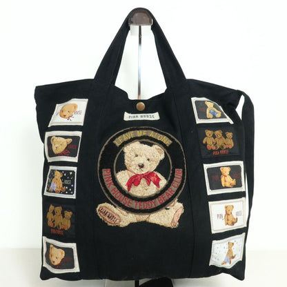 ピンクハウス★とっても可愛い！テディベアクラブ刺しゅう ショルダートートバッグ 2way 黒系 ＊k4551