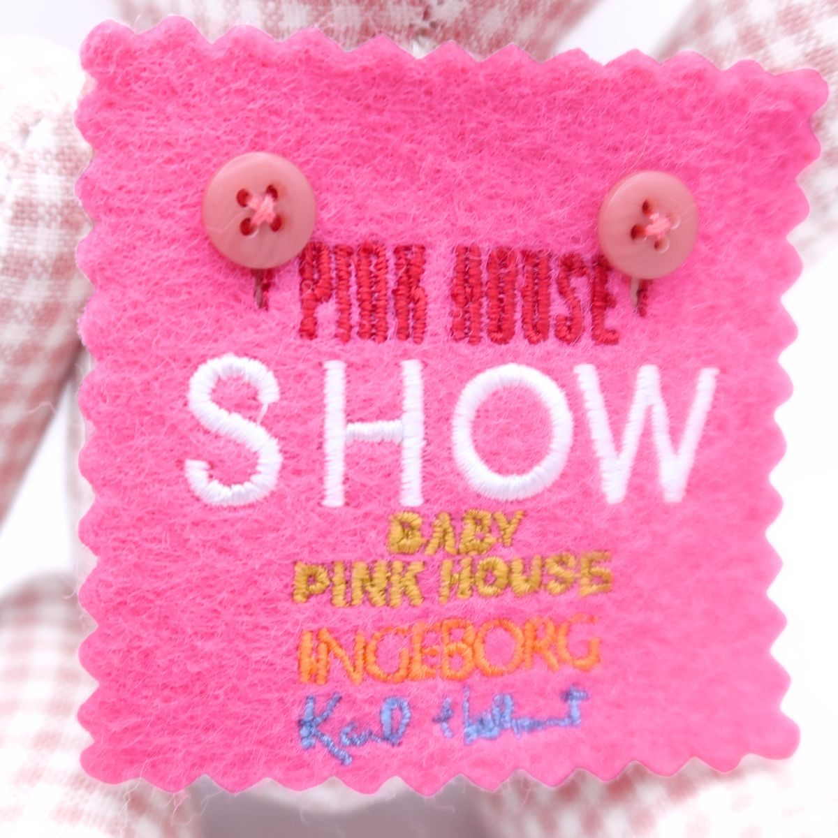 【レア】ピンクハウス★SHOWゼッケン テディベアぬいぐるみマスコット ギンガムチェック ピンク系 ＊so173