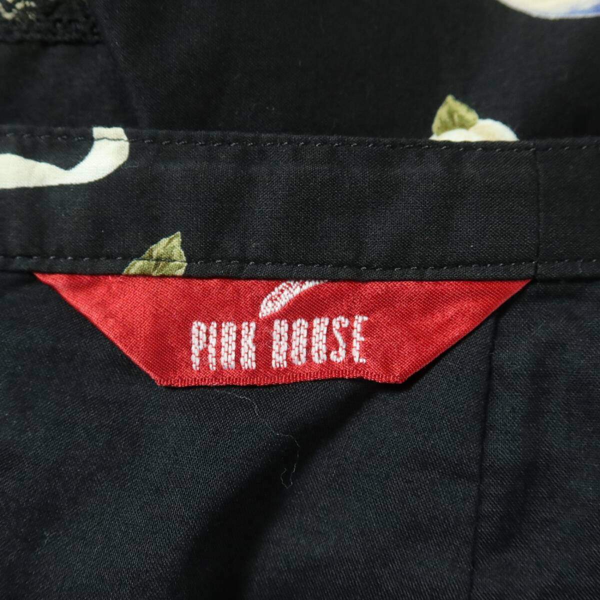 【美品】PINK HOUSE ピンクハウス★カメリアpt 花柄 ローンスカート ティアード フリル 黒系 サイズL＊ z13912