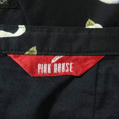 【美品】PINK HOUSE ピンクハウス★カメリアpt 花柄 ローンスカート ティアード フリル 黒系 サイズL＊ z13912