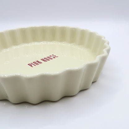 【未使用品】ピンクハウス★ロゴ入タルト型 陶器 プレート ケーキ皿 グラタン皿 食器   アイボリー系 so338