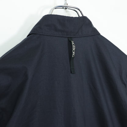 インゲボルグ★いろいろパッチワーク♪長袖シャツ ブラウス サイズM 黒系 前開き ドット&レース&ギンガム♪薄手 z22040