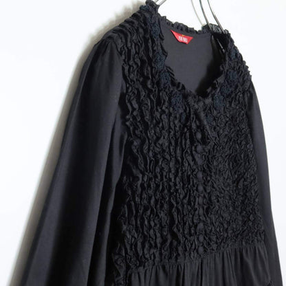 【美品】ピンクハウス★たっぷり贅沢フリルが印象的♪チュニックワンピ ふんわりフォルム♪ 黒系＊ z17201