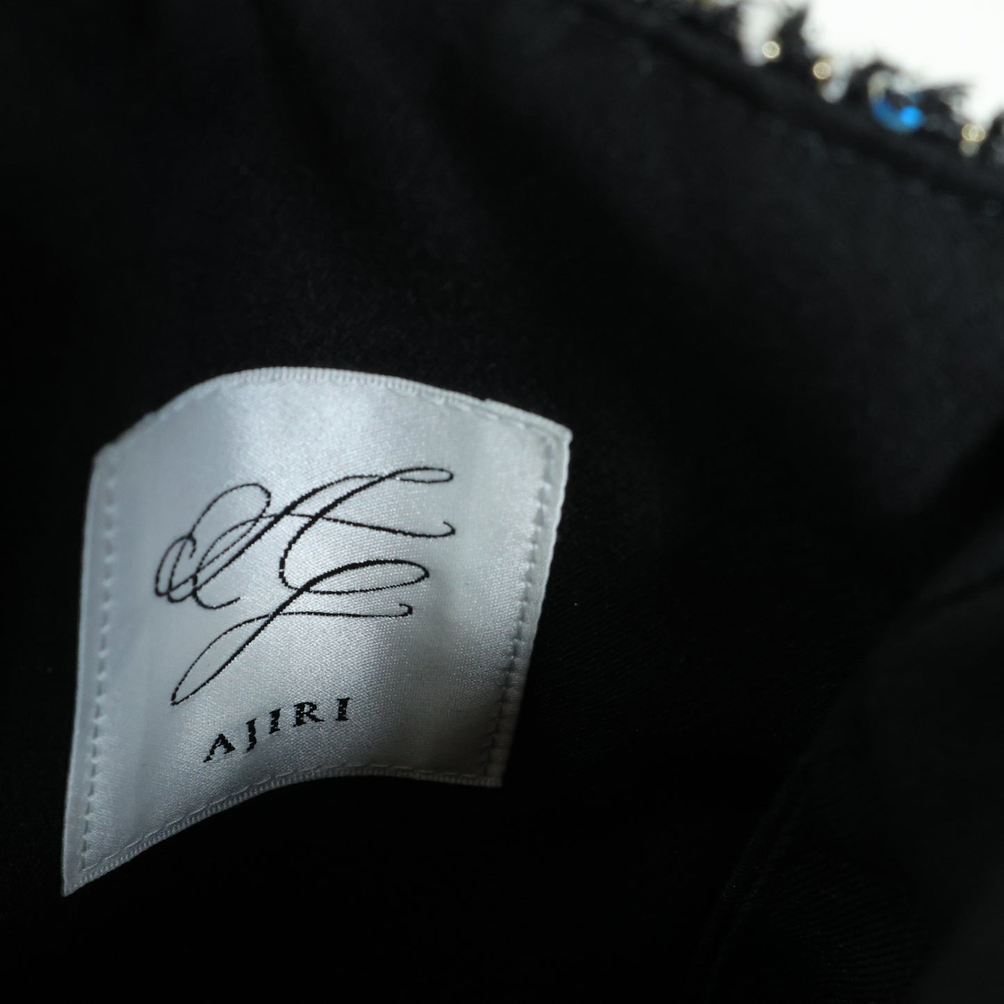 【美品】ajiri★上品♪ キラキララメのショルダーバッグ チェーンストラップ ツイード風 黒系 ba222