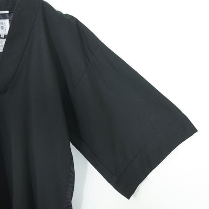 【美品】SOUSOU ソウソウ★高島縮 ジバン 風靡 片身替わり 菊扇 サイズM 濡羽色 黒系  薄手 z22734