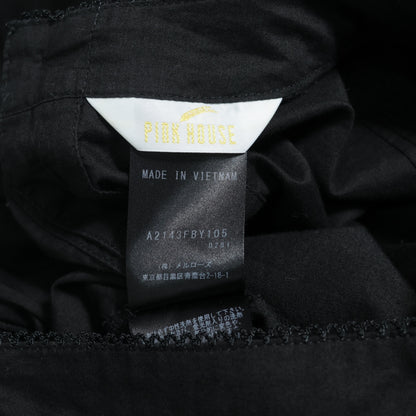 【美品】ピンクハウス★ワンダー・ザ・シー柄♪刺しゅうのミニワンピース 黒系 サテンリボン&フリル♪2024年 z22287