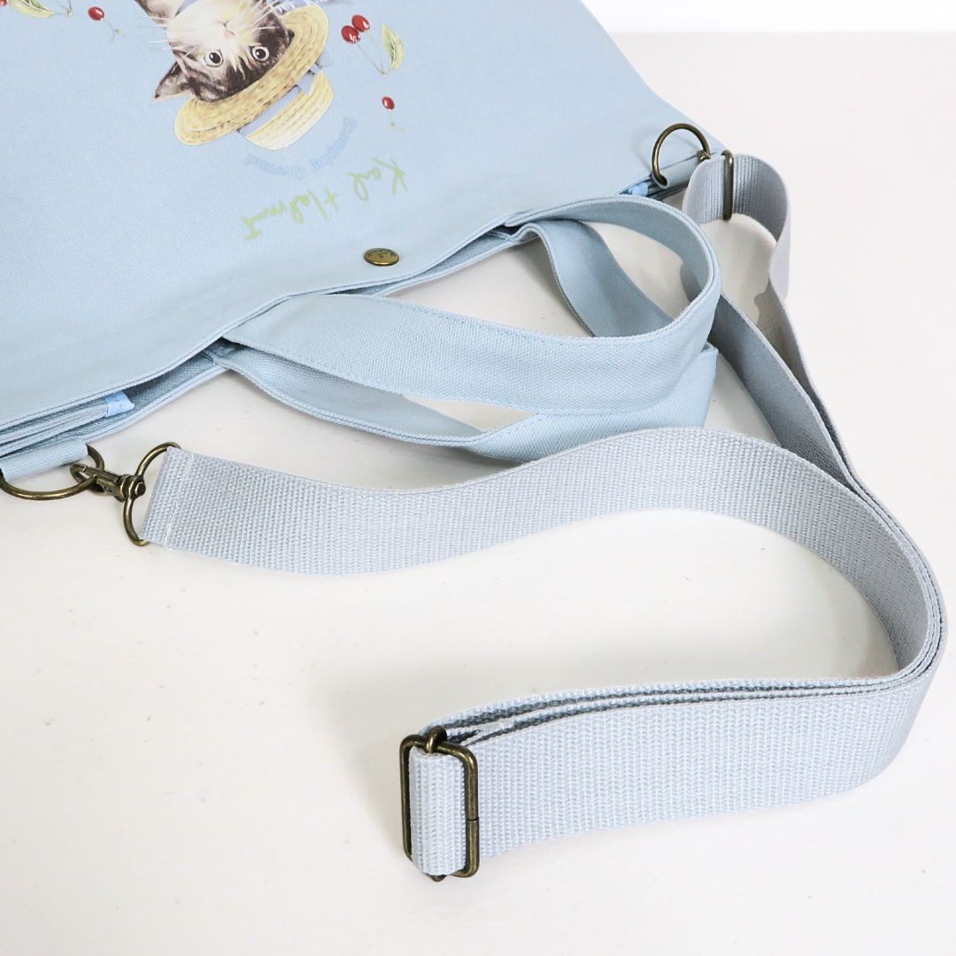 【極美品：紙タグあり】カールヘルム★さくらんぼの丘のねこプリント2WAY ショルダーバッグ ピンクハウス系 ブルー系 ＊ba307