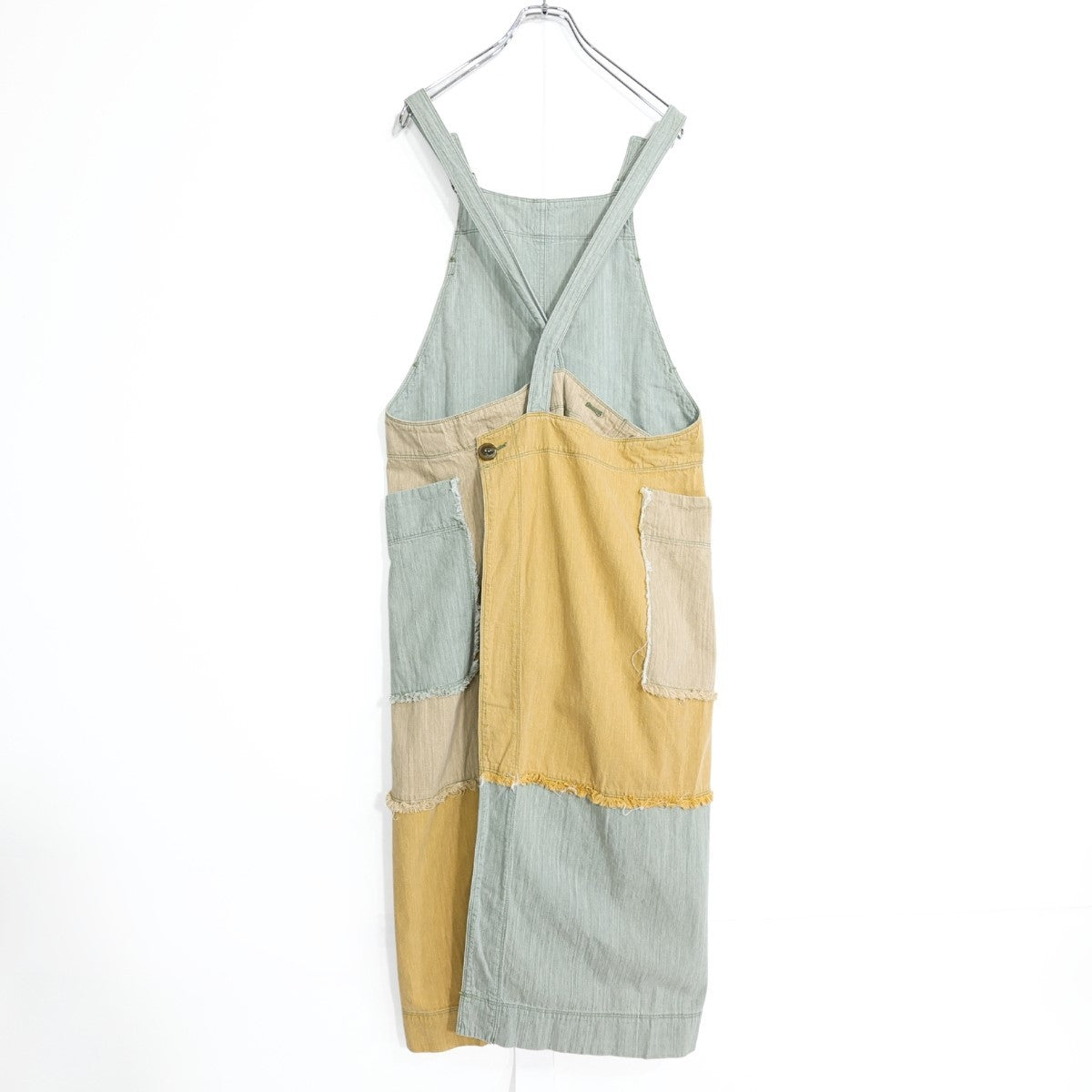 HAI SPORTING GEAR イッセイミヤケ★パッチワーク♪ジャンパースカート サイズM ベージュ×黄色×グレー系 無地 z22228