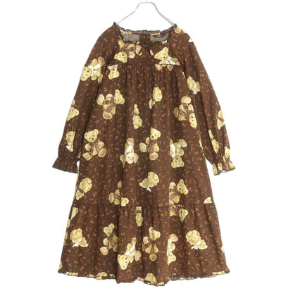 【美品！】ピンクハウス★希少！チョコレートビターリボンズベアpt♪ワンピース 綿ローン 茶系 フリル♪薄手 ＊z19268