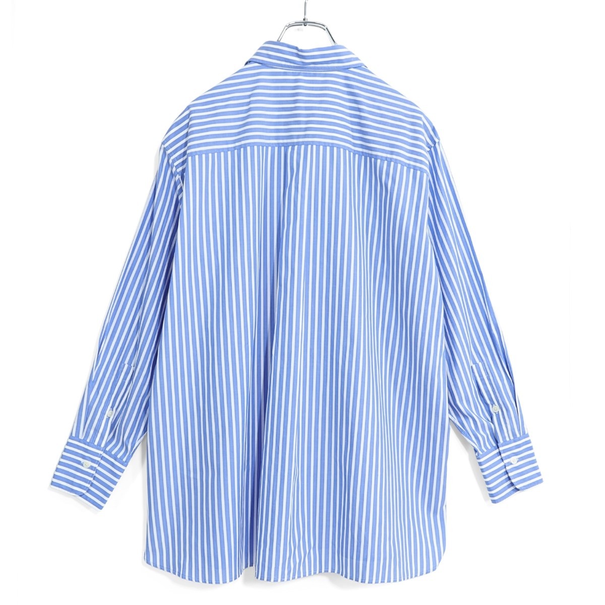 【美品】ユニクロ★長袖シャツ 大きいサイズ3XL ブルー系 ストライプ 薄手 z22872