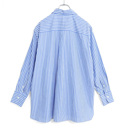 【美品】ユニクロ★長袖シャツ 大きいサイズ3XL ブルー系 ストライプ 薄手 z22872