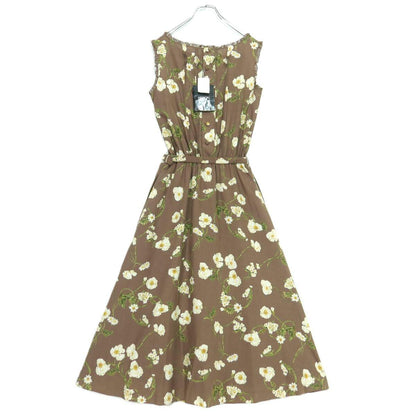 【極美品】インゲボルグ★大人上品！レース使い♪花柄ノースリーブワンピース サイズM ブラウン系 残布有＊ z20068