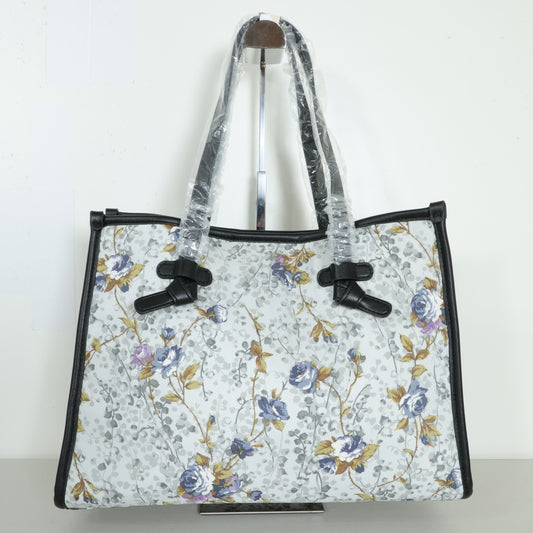 【美品】インゲボルグ★トートバッグ A4自立 パイピングトート 花柄 バラ 白系 ba264