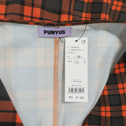 【新品タグ付き！】PUNYUS プニュズ★アメカジ風で可愛い♪ チェック柄カシュクールワンピース　大きいサイズ3 オレンジ系　z22812