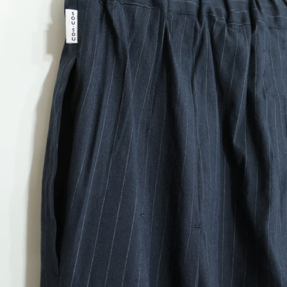 【美品】SOUSOU ソウソウ★もんぺ ロングパンツ 濃紺系 ピンストライプ 薄手 z22482