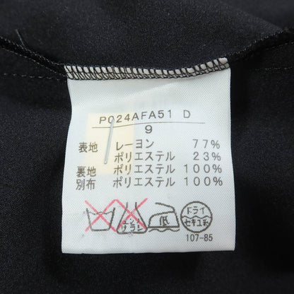 【美品】インゲボルグ★上品！ ふんわりシフォン段々フリル  フラワーモチーフパール装飾 七分袖ワンピース サイズ9 黒系＊z14493