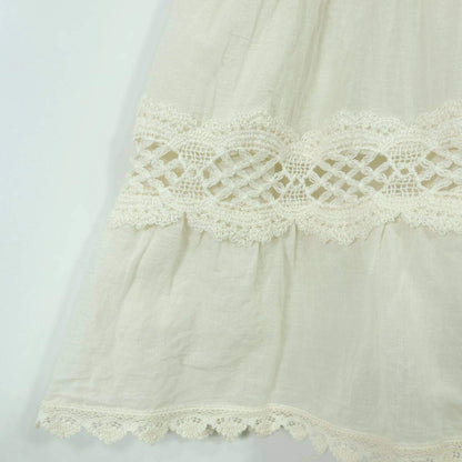 【美品】ピンクハウス★爽やかな綿ローンチュニック♪レース編み ギャザー ワンピース アイボリー系 z19614