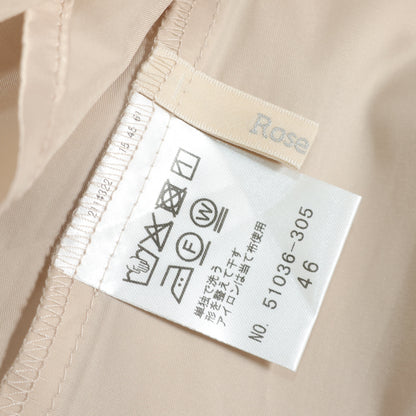 【美品】ローズティアラ★華やか♪シフォンのオーバーブラウス ボウタイ付 大きいサイズ46 ベージュ系 薄手 無地 z22834
