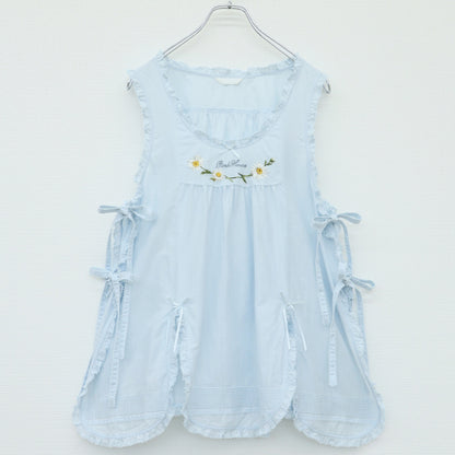 【美品】ピンクハウス★マーガレット&ロゴ刺繍♪ローンタブリエ エプロン サックス系 2026年 z23389