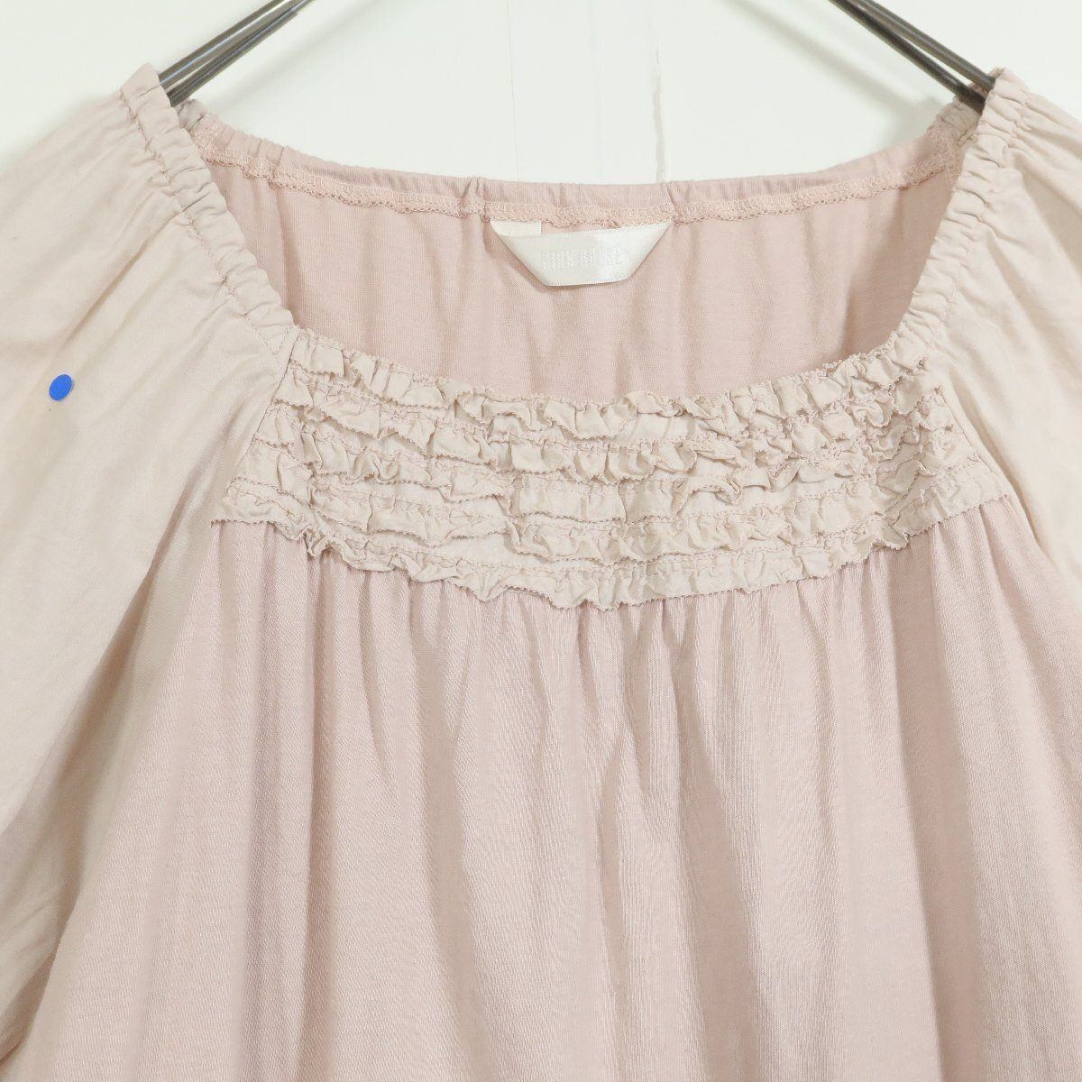 ピンクハウス★カットソー フリル付き♪異素材ミックス♪レターパック可 大きいサイズ4(L) 薄いピンク系 ＊z11542