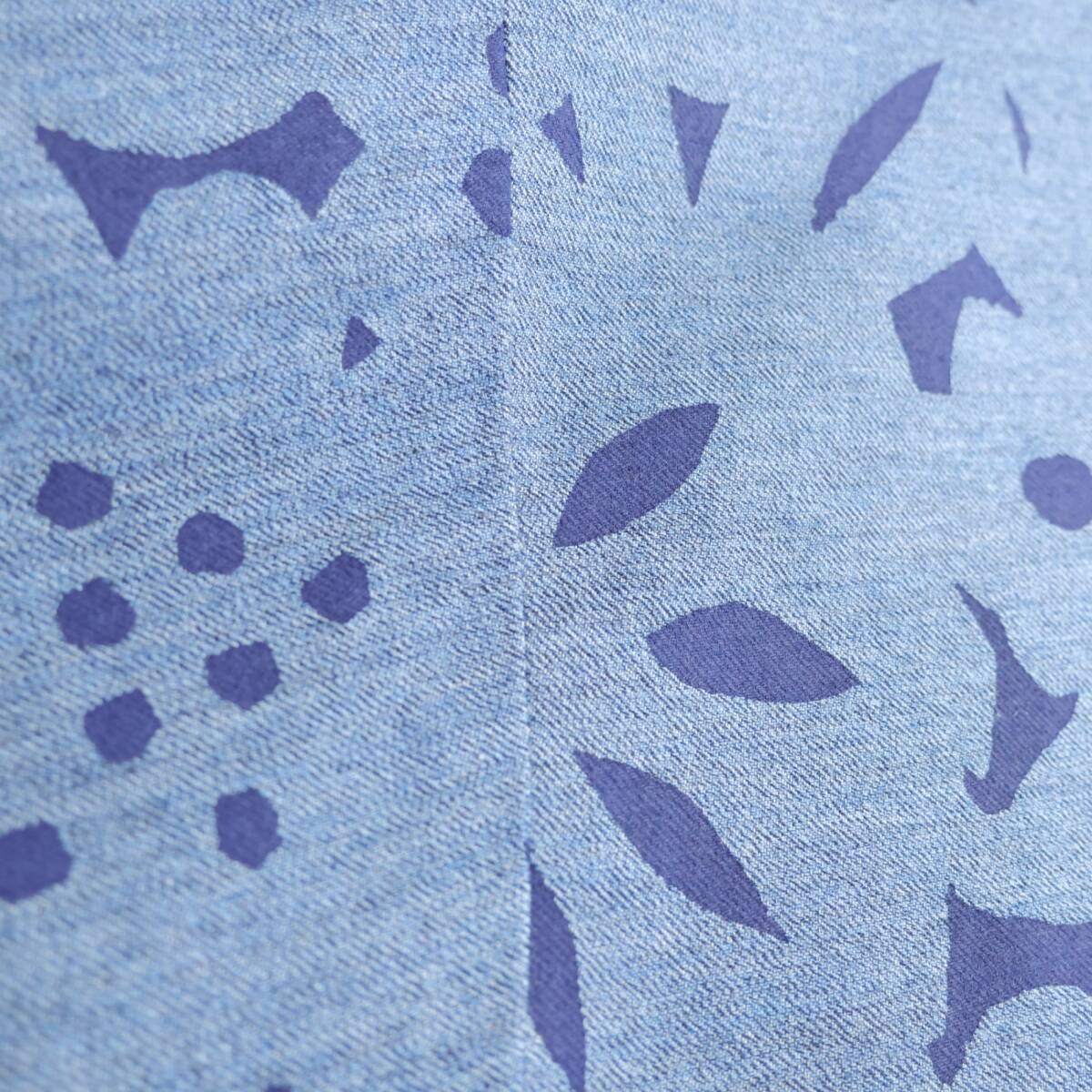 【美品】SOUSOU ソウソウ★薙刀袖 襞 長方形衣 切り絵 ワンピース サイズM 青系 花柄 綿100％ z21107