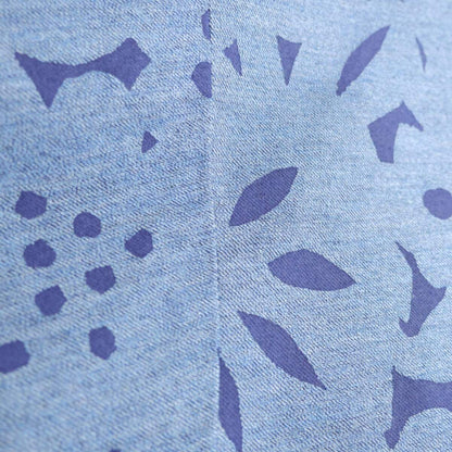 【美品】SOUSOU ソウソウ★薙刀袖 襞 長方形衣 切り絵 ワンピース サイズM 青系 花柄 綿100％ z21107