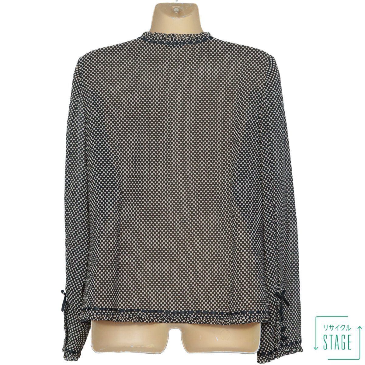 【美品！】インゲボルグ INGEBORG★2点セット！可愛いドット柄♪ブラウス 切替スカート 黒系 S 希少ヴィンテージ 着回し力抜群 z6614