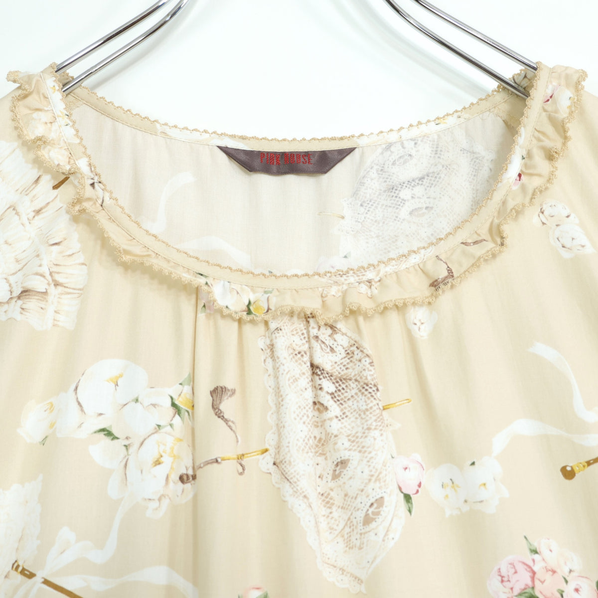 【美品】ピンクハウス★パラソルpt♪ノースリーブワンピース ベージュ系 ふんわりフォルム♪2025年製 z22692