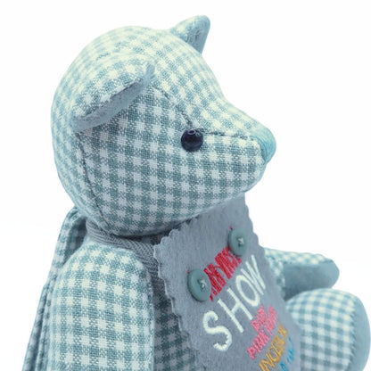 【レア】ピンクハウス★SHOWゼッケン テディベアぬいぐるみマスコット ギンガムチェック ブルーグリーン系 ＊so172