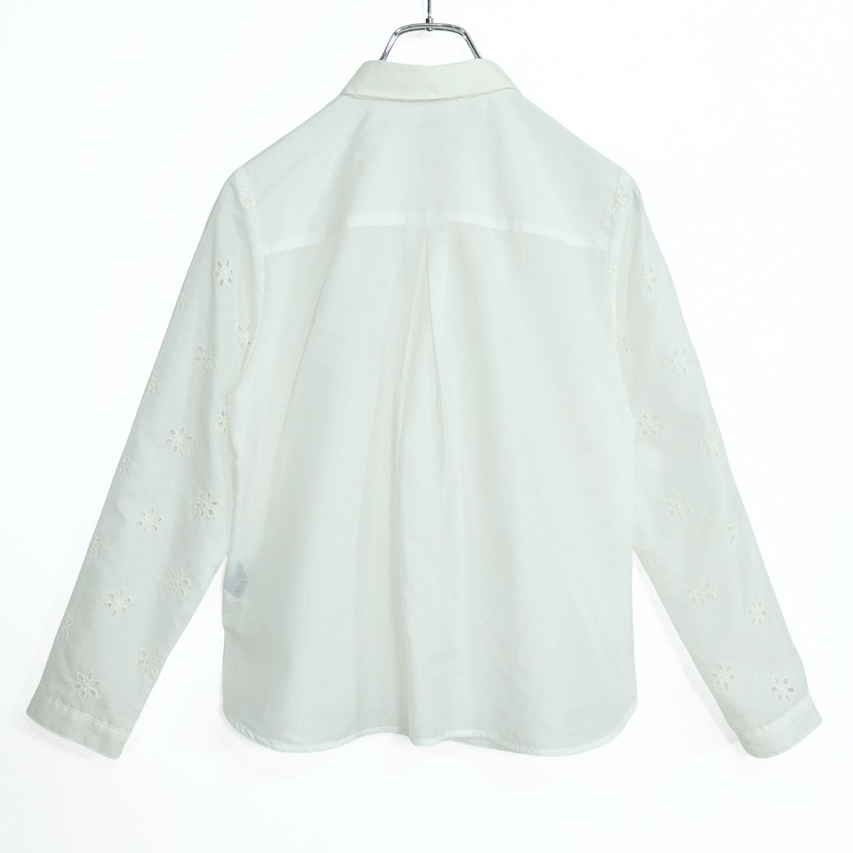 【美品！】nuovo quaranta ヌオヴォクアランタ★薄手ブラウス 長袖 刺しゅう 花 前開き サイズ7 XS 白系 z22489