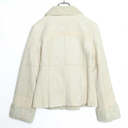 【美品】ピンクハウス★レース付き♪スウェード調ジャケット 裏ボア♪サイズM  アウターベージュ系 厚手 z16005
