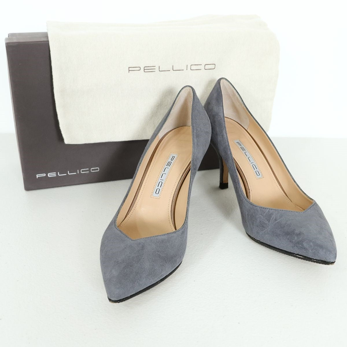 【美品】PELLICO ペリーコ ★ANDREA80SC スエード ヒール サイズ37(24.0cm)  グレー系 sh173
