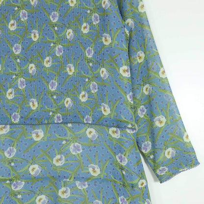 【極美品】インゲボルグ★二点セット！花柄シフォンワンピース&ショール サイズ9号 青系 ゆったり♪残布有 z18010