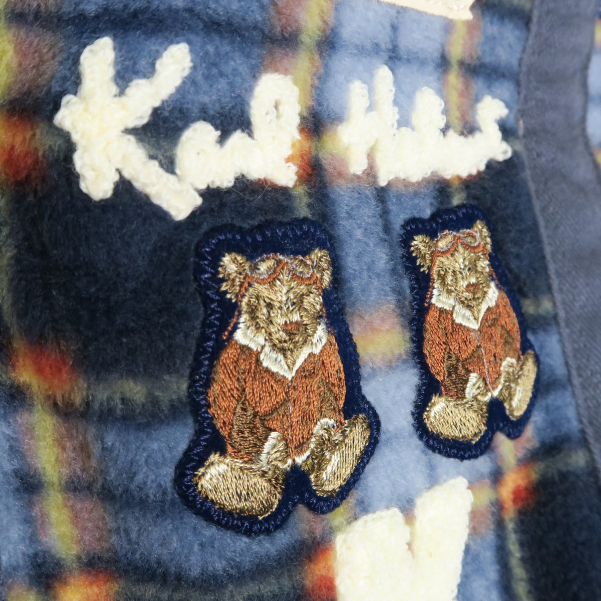 Karl Helmut カールヘルム ★可愛い！くまさん刺繍　チェック柄 ワッペン 2WAY トートバッグ ショルダーバッグ ネイビー系＊ba308