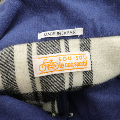 SOUSOU ソウソウ×le coq sportif ルコック★BIKEポンチョ チェック柄 フード付きコート 白黒系 厚手 z23182