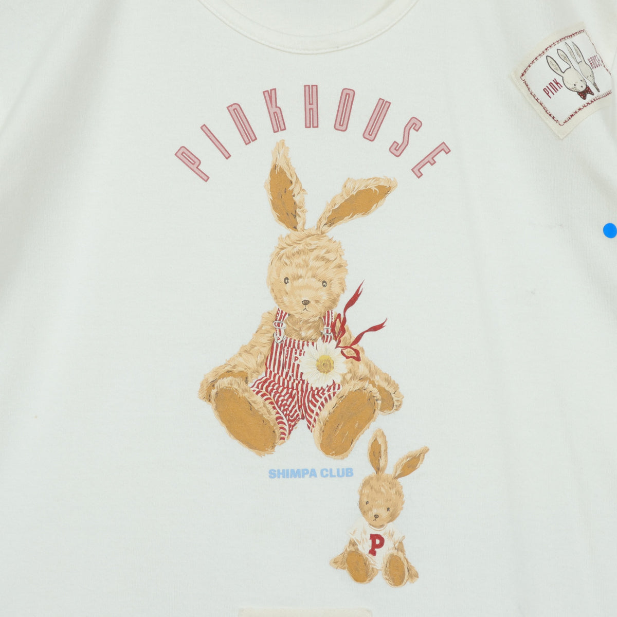 ベビーピンクハウス★ぬいぐるみうさぎ♪半袖Tシャツ ワッペン ロゴpt サイズM(110cm) 白系 z21896