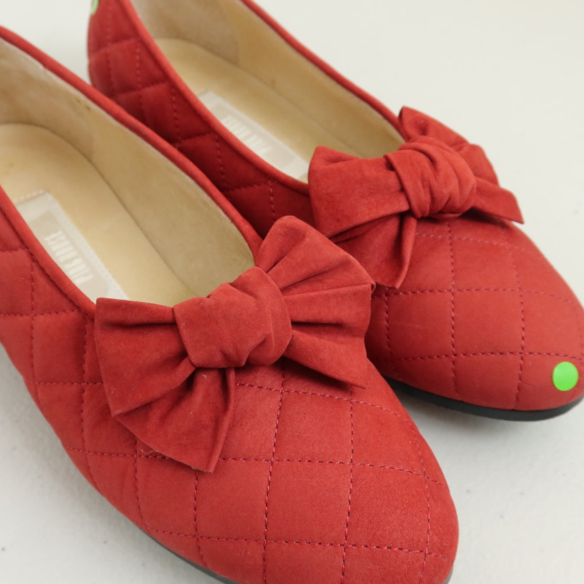ピンクハウス★キルティング リボン付き♪フラットパンプス サイズS 赤系 ＊sh155