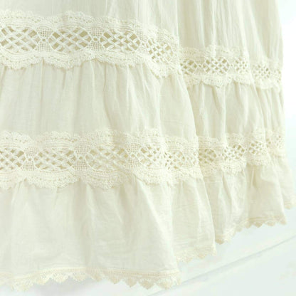 【美品】ピンクハウス★爽やかな綿ローンチュニック♪レース編み ギャザー ワンピース アイボリー系 z19614