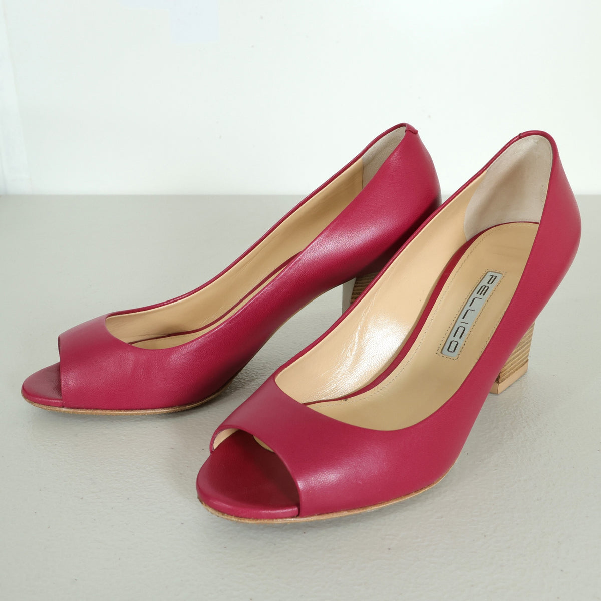 【美品】PELLICO ペリーコ★MAIA 革 上品 チャンキーヒール サイズ37  ピンク系　*sh175