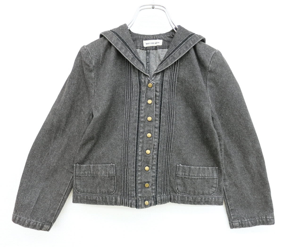 ベビーピンクハウス★セーラーカラーと金ボタンが可愛い♪ デニムジャケット ブルゾン ジージャン キッズサイズ120 黒系 z23563