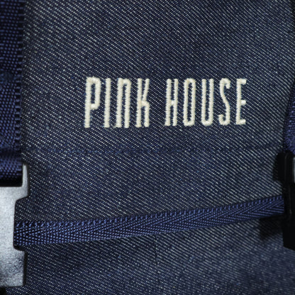 ピンクハウス★デニム生地リュックサック ロゴ刺繍 デニム バックルベルト 多機能バッグ 青系 ba248