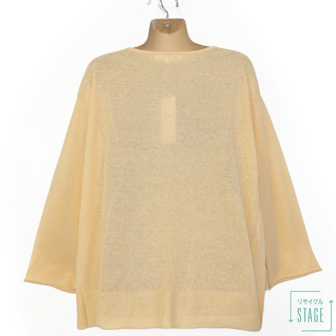 【新品・14500円のタグ付】23区★大人上品♪サマーニット 長袖 大きいサイズ44 綿麻混♪無地 シアー感 薄オレンジ系 z6498