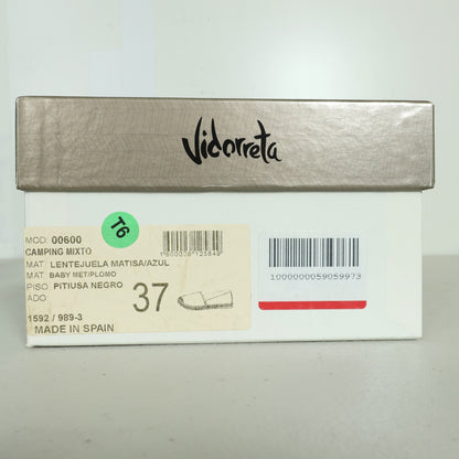 Vidorreta★スパンコールデザインエスパドリーユ スリッポン 幾何学柄 サイズ37 黒系 sh245