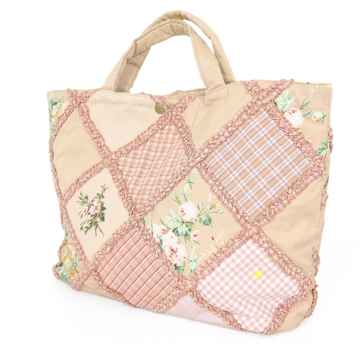 ピンクハウス★薔薇とオリチェパッチワークが可愛い♪ ハンドバッグ・レッスンバッグ ピンク系 ba162