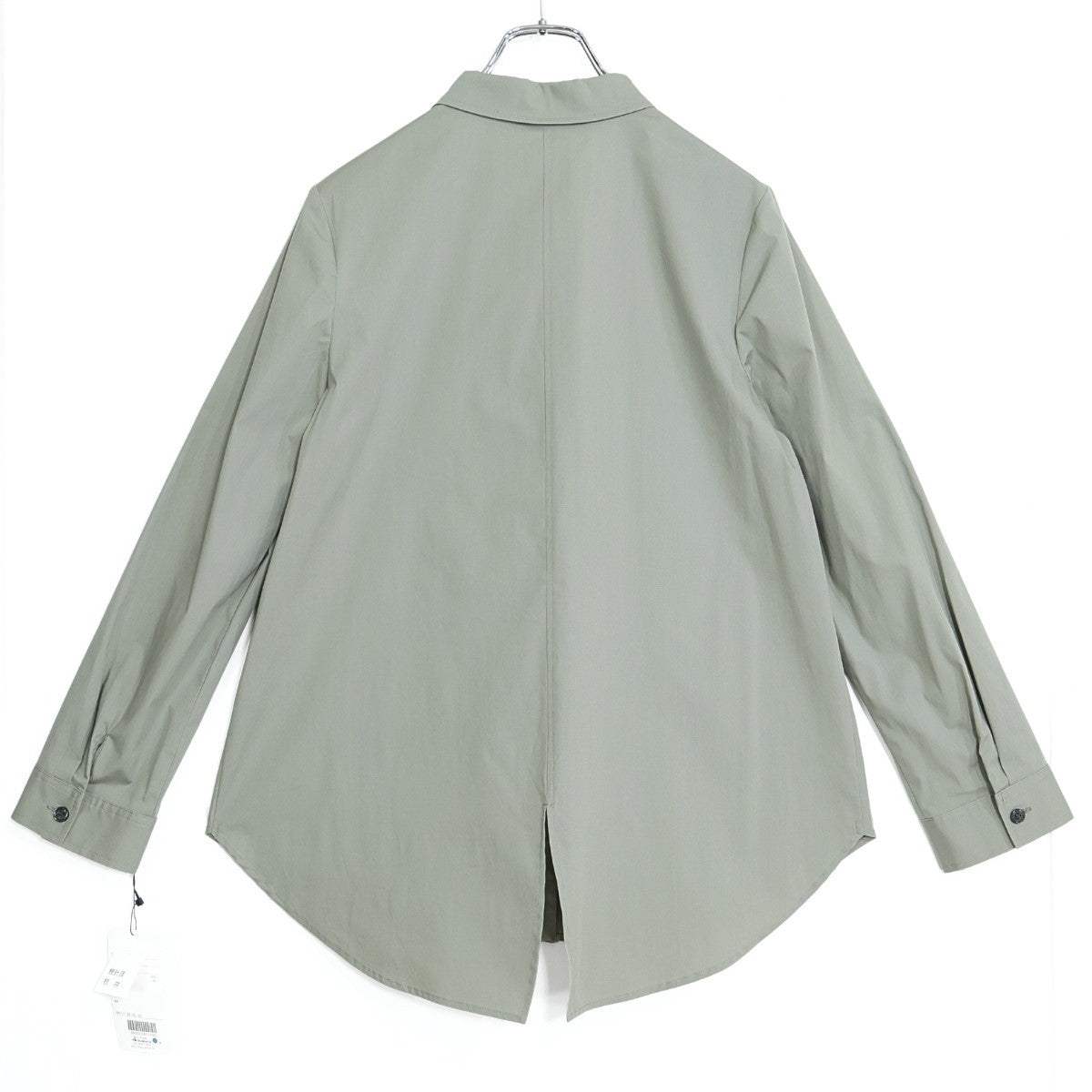 【新品タグ付!!】PLUSIVプラッシヴ★ブラウス 長袖 燕尾 前開き ゆったり 大きいサイズ42 グレー系 z22212