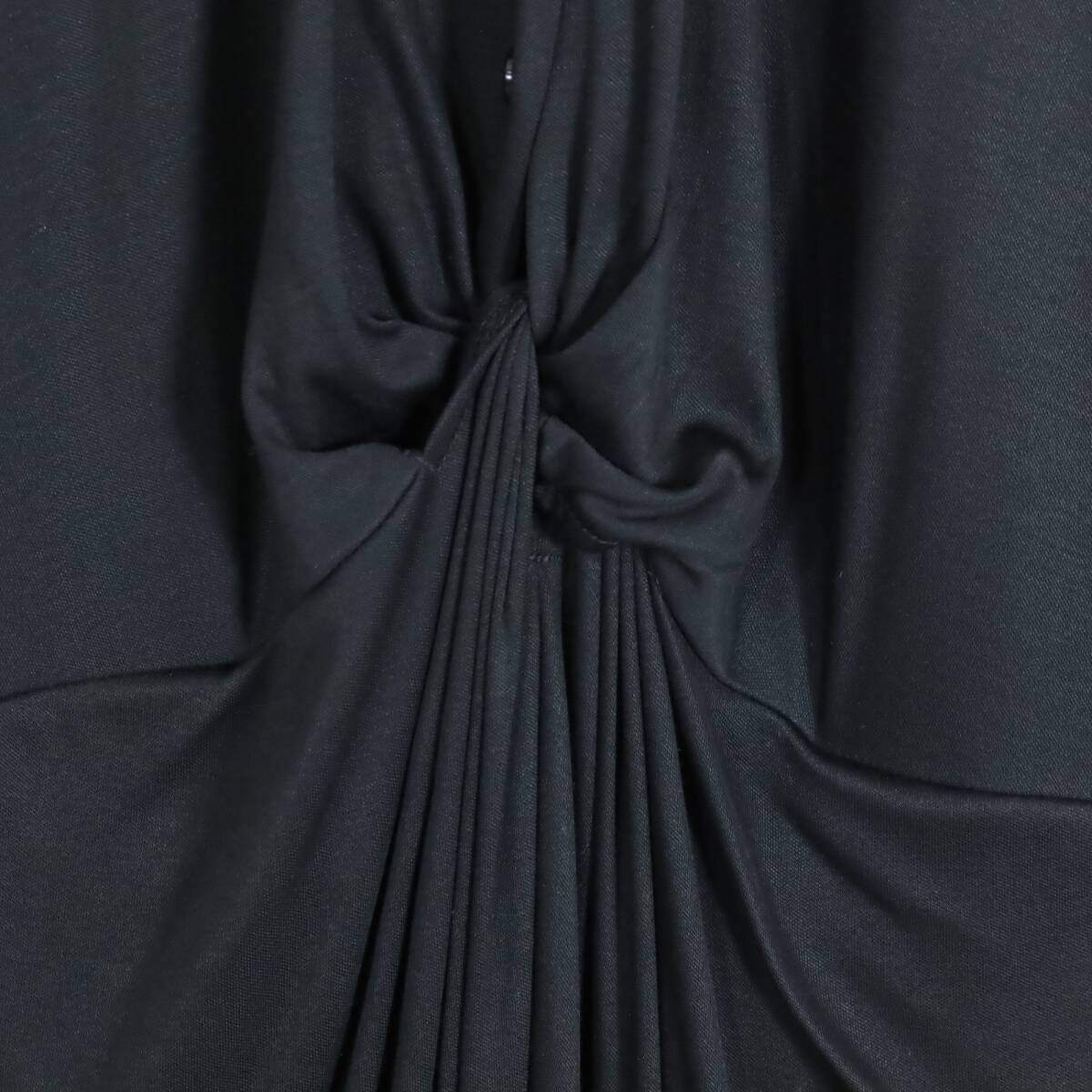 【美品】23区★上品な印象♪ フレンチ袖シャツワンピース ドレープ感 サイズ38 黒系 ＊z18388