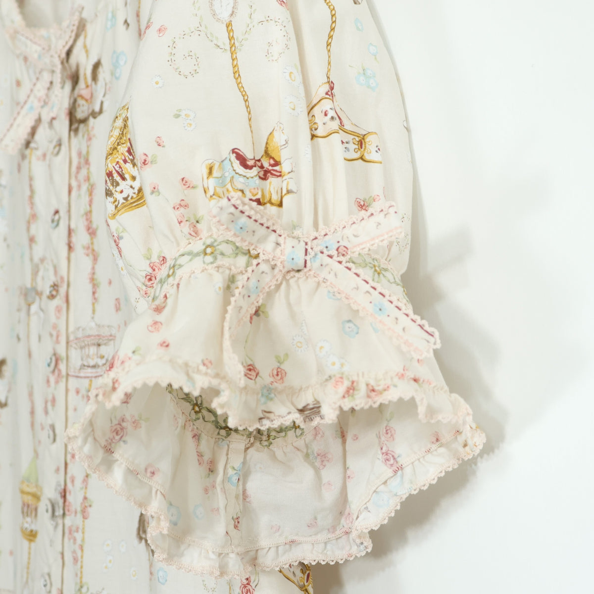 【美品・紙タグ有】ピンクハウス★メリーゴーラウンドpt♪ミディワンピース アイボリーピンク系 リボン♪残布有 2025年製 z22831