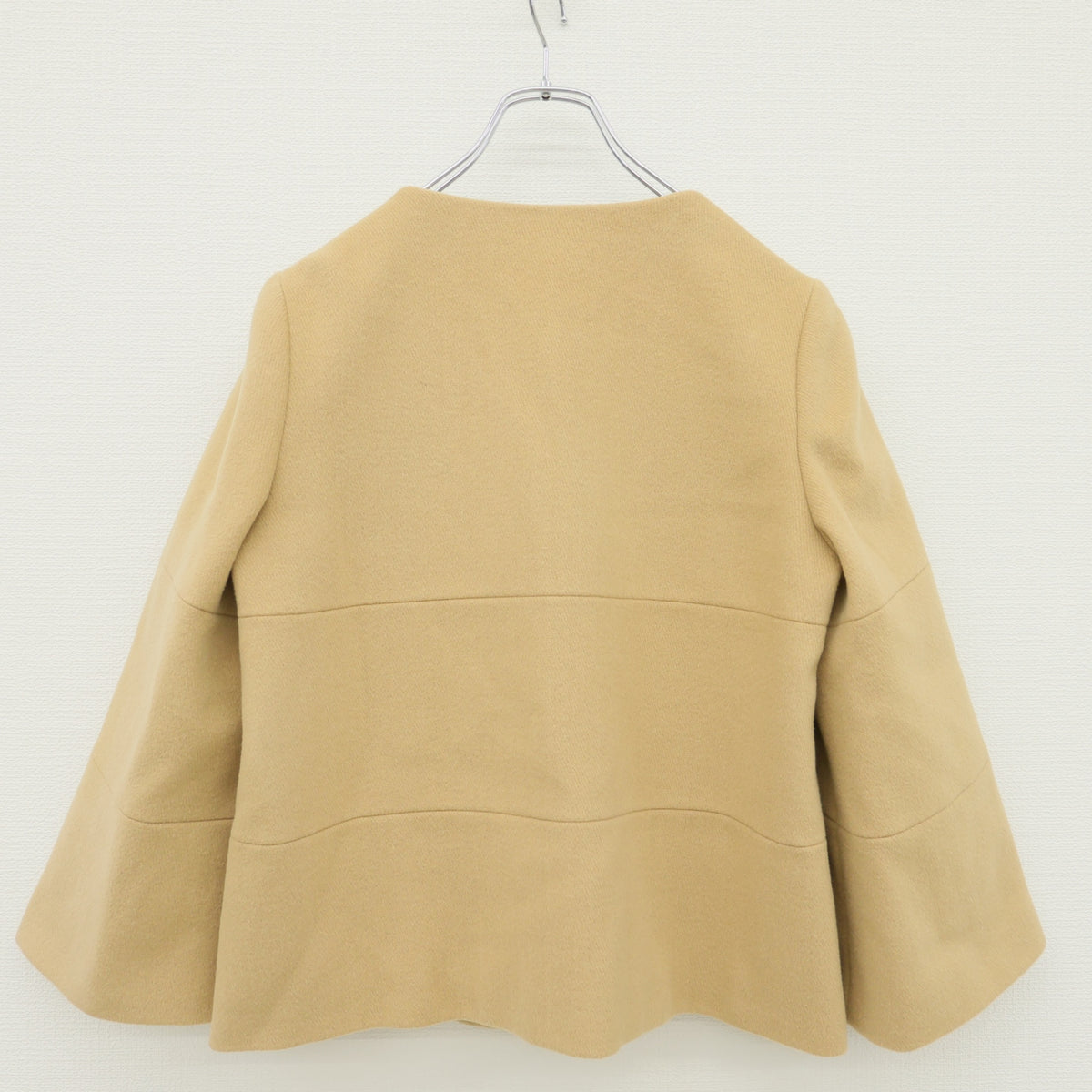 【美品】アナイ★上品♪ノーカラーショートコート Aライン サイズ38 キャメル系 無地 z23452